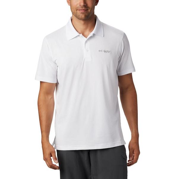 Columbia PFG Skiff Cast Polo White For Men's NZ10453 New Zealand